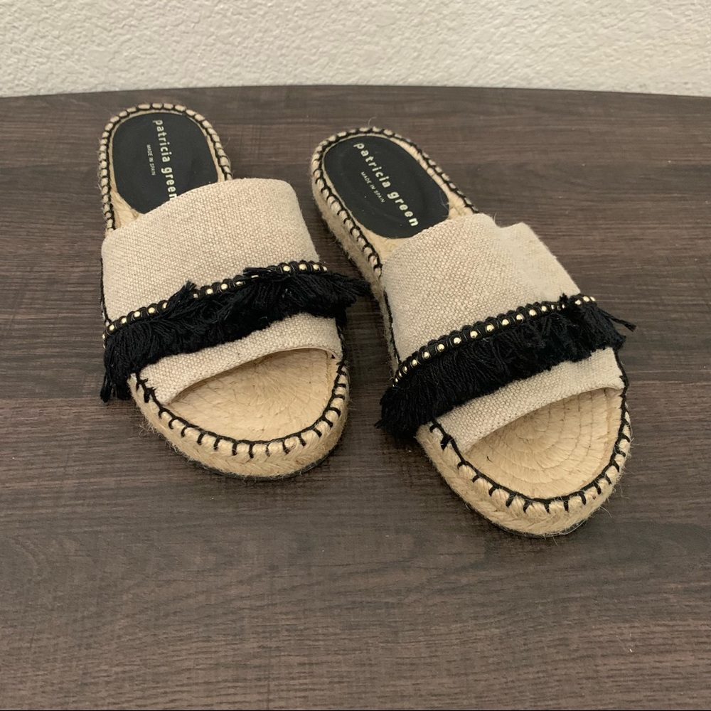 Patricia Green espadrille fringe slides size 6